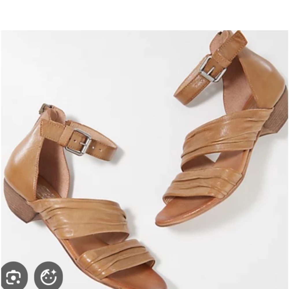 Miz mooz brown leather ankle strap heel zip sandals nib sz 7 m (euro 38)